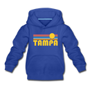 Tampa, Florida Youth Hoodie - Retro Sunrise Youth Tampa Hooded Sweatshirt - royal blue