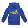 Tampa, Florida Youth Hoodie - Retro Sunrise Youth Tampa Hooded Sweatshirt - royal blue