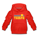 Tampa, Florida Youth Hoodie - Retro Sunrise Youth Tampa Hooded Sweatshirt - red