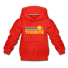 Telluride, Colorado Youth Hoodie - Retro Sunrise Youth Telluride Hooded Sweatshirt - red