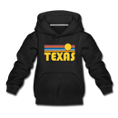 Texas Youth Hoodie - Retro Sunrise Youth Texas Hooded Sweatshirt - black