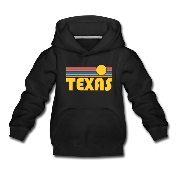 Texas Youth Hoodie - Retro Sunrise Youth Texas Hooded Sweatshirt - black