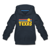 Texas Youth Hoodie - Retro Sunrise Youth Texas Hooded Sweatshirt - navy