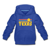 Texas Youth Hoodie - Retro Sunrise Youth Texas Hooded Sweatshirt - royal blue
