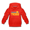 Texas Youth Hoodie - Retro Sunrise Youth Texas Hooded Sweatshirt - red
