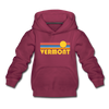 Vermont Youth Hoodie - Retro Sunrise Youth Vermont Hooded Sweatshirt - burgundy