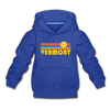 Vermont Youth Hoodie - Retro Sunrise Youth Vermont Hooded Sweatshirt - royal blue