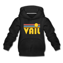 Vail, Colorado Youth Hoodie - Retro Sunrise Youth Vail Hooded Sweatshirt - black