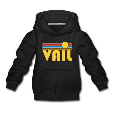 Vail, Colorado Youth Hoodie - Retro Sunrise Youth Vail Hooded Sweatshirt - black