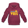 Vail, Colorado Youth Hoodie - Retro Sunrise Youth Vail Hooded Sweatshirt - burgundy