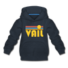 Vail, Colorado Youth Hoodie - Retro Sunrise Youth Vail Hooded Sweatshirt - navy
