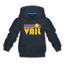 Vail, Colorado Youth Hoodie - Retro Sunrise Youth Vail Hooded Sweatshirt - navy