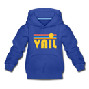 Vail, Colorado Youth Hoodie - Retro Sunrise Youth Vail Hooded Sweatshirt - royal blue