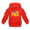 Vail, Colorado Youth Hoodie - Retro Sunrise Youth Vail Hooded Sweatshirt - red