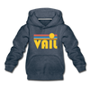 Vail, Colorado Youth Hoodie - Retro Sunrise Youth Vail Hooded Sweatshirt - heather denim