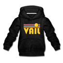 Vail, Colorado Youth Hoodie - Retro Sunrise Youth Vail Hooded Sweatshirt - charcoal gray