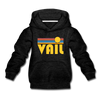 Vail, Colorado Youth Hoodie - Retro Sunrise Youth Vail Hooded Sweatshirt - charcoal gray