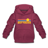 West Virginia Youth Hoodie - Retro Sunrise Youth West Virginia Hooded Sweatshirt - burgundy