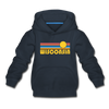 Wisconsin Youth Hoodie - Retro Sunrise Youth Wisconsin Hooded Sweatshirt - navy