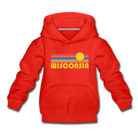 Wisconsin Youth Hoodie - Retro Sunrise Youth Wisconsin Hooded Sweatshirt