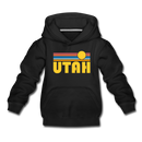 Utah Youth Hoodie - Retro Sunrise Youth Utah Hooded Sweatshirt - black