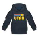 Utah Youth Hoodie - Retro Sunrise Youth Utah Hooded Sweatshirt - navy