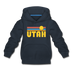 Utah Youth Hoodie - Retro Sunrise Youth Utah Hooded Sweatshirt - navy