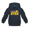 Utah Youth Hoodie - Retro Sunrise Youth Utah Hooded Sweatshirt - navy