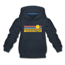 Washington Youth Hoodie - Retro Sunrise Youth Washington Hooded Sweatshirt - navy