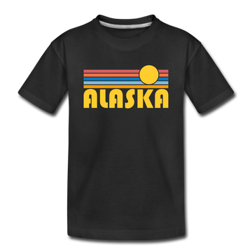 Alaska Youth T-Shirt - Retro Sunrise Youth Alaska Tee - black