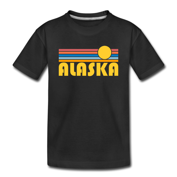 Alaska Youth T-Shirt - Retro Sunrise Youth Alaska Tee - black