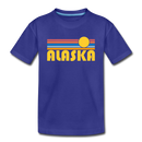 Alaska Youth T-Shirt - Retro Sunrise Youth Alaska Tee - royal blue