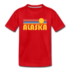 Alaska Youth T-Shirt - Retro Sunrise Youth Alaska Tee - red