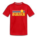 Alaska Youth T-Shirt - Retro Sunrise Youth Alaska Tee - red