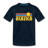 Alaska Youth T-Shirt - Retro Sunrise Youth Alaska Tee - deep navy