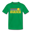 Alaska Youth T-Shirt - Retro Sunrise Youth Alaska Tee - kelly green