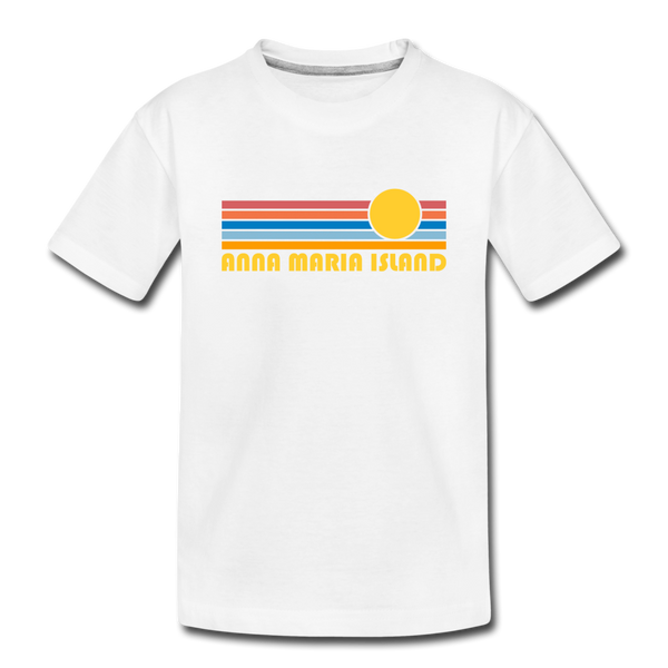 Anna Maria Island, Florida Youth T-Shirt - Retro Sunrise Youth Anna Maria Island Tee - white