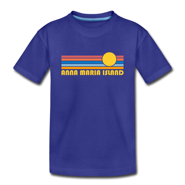 Anna Maria Island, Florida Youth T-Shirt - Retro Sunrise Youth Anna Maria Island Tee - royal blue