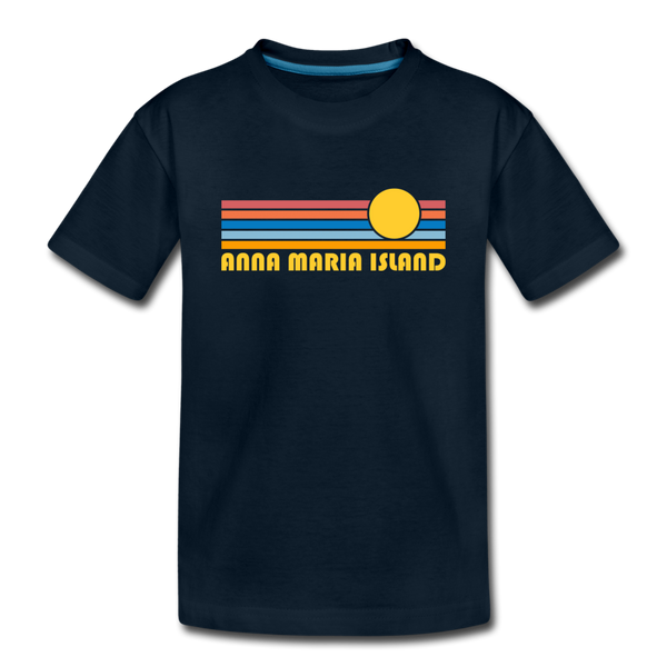 Anna Maria Island, Florida Youth T-Shirt - Retro Sunrise Youth Anna Maria Island Tee - deep navy