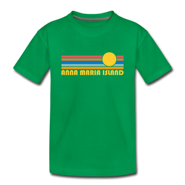 Anna Maria Island, Florida Youth T-Shirt - Retro Sunrise Youth Anna Maria Island Tee - kelly green
