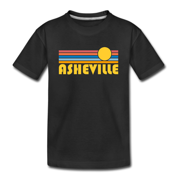 Asheville, North Carolina Youth T-Shirt - Retro Sunrise Youth Asheville Tee - black