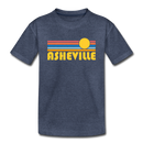 Asheville, North Carolina Youth T-Shirt - Retro Sunrise Youth Asheville Tee - heather blue