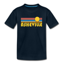 Asheville, North Carolina Youth T-Shirt - Retro Sunrise Youth Asheville Tee - deep navy