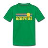 Asheville, North Carolina Youth T-Shirt - Retro Sunrise Youth Asheville Tee - kelly green