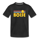 Boise, Idaho Youth T-Shirt - Retro Sunrise Youth Boise Tee - black