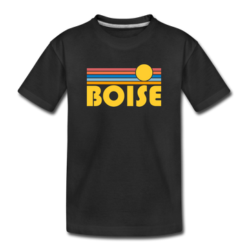 Boise, Idaho Youth T-Shirt - Retro Sunrise Youth Boise Tee - black