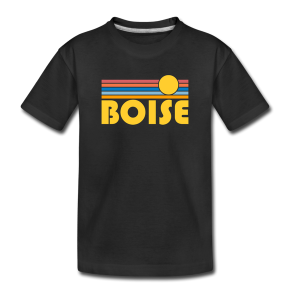 Boise, Idaho Youth T-Shirt - Retro Sunrise Youth Boise Tee - black