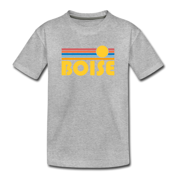 Boise, Idaho Youth T-Shirt - Retro Sunrise Youth Boise Tee - heather gray