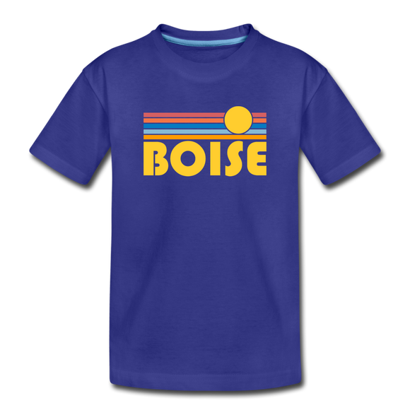 Boise, Idaho Youth T-Shirt - Retro Sunrise Youth Boise Tee - royal blue