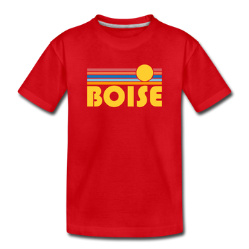 Boise, Idaho Youth T-Shirt - Retro Sunrise Youth Boise Tee - red